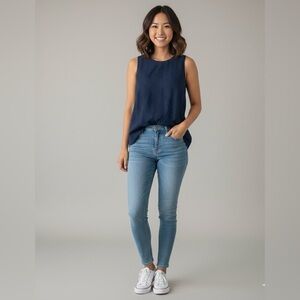 Navy blue sleeveless Eyelet Uniqlo shirt size L